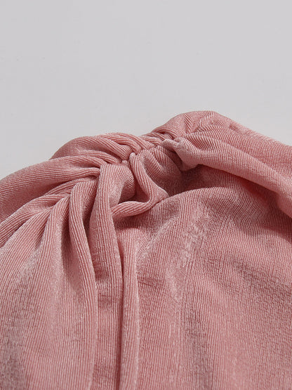 Blush Pink Ruched Long Sleeve Maxi Dress - SISPELL