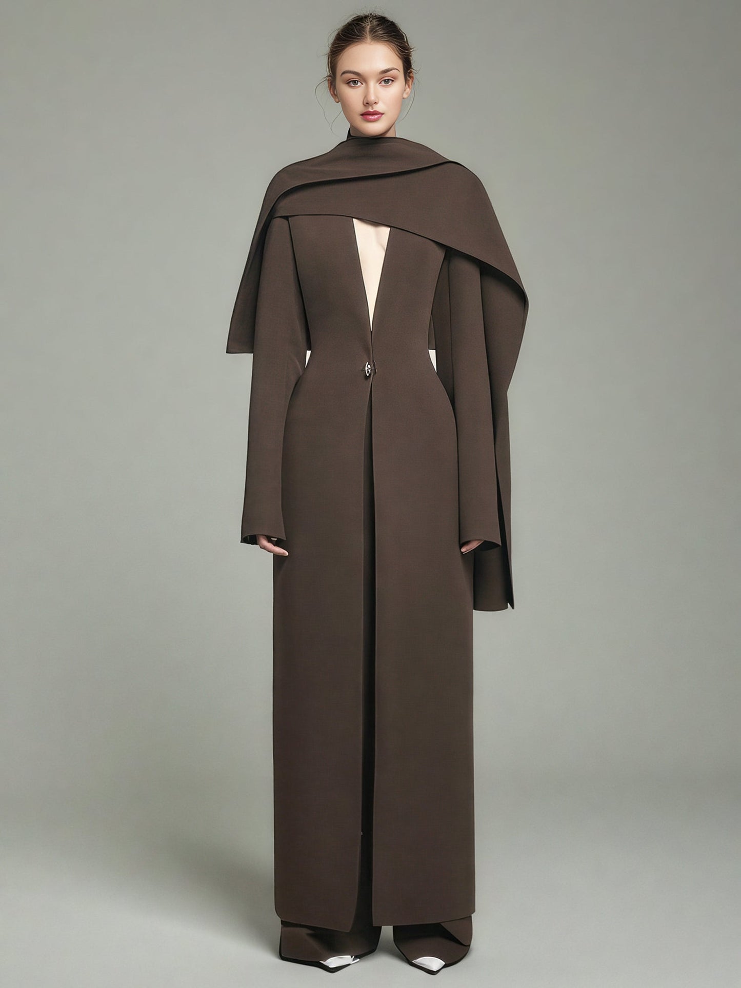 Brown Cape - Style Avant - Garde Long Jacket - SISPELL