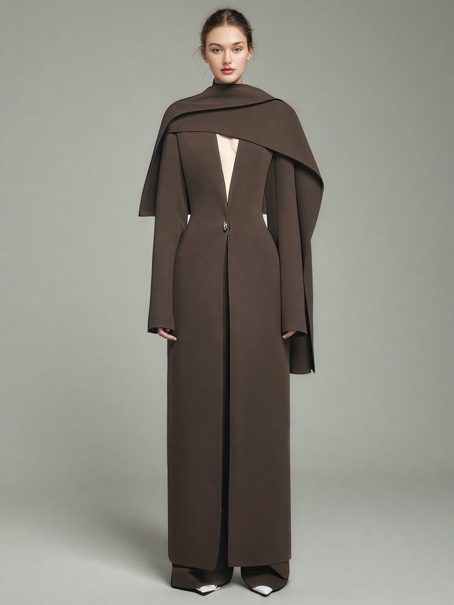 Brown Cape - Style Avant - Garde Long Jacket - SISPELL