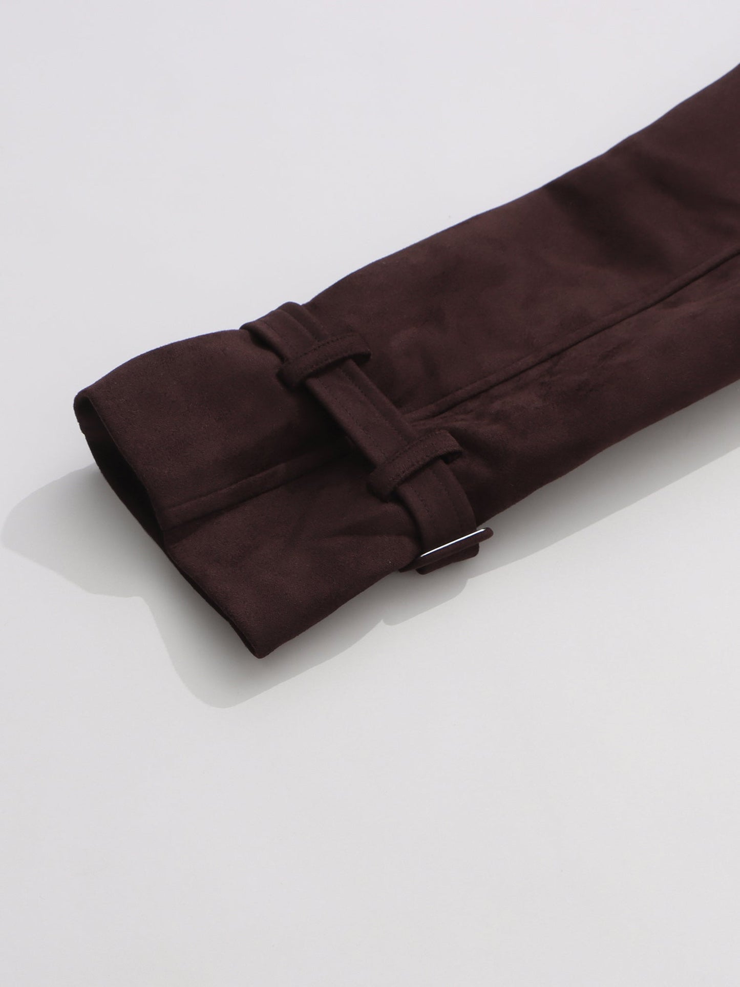 Brown Suede Cropped Trench Jacket with Belt - SISPELL