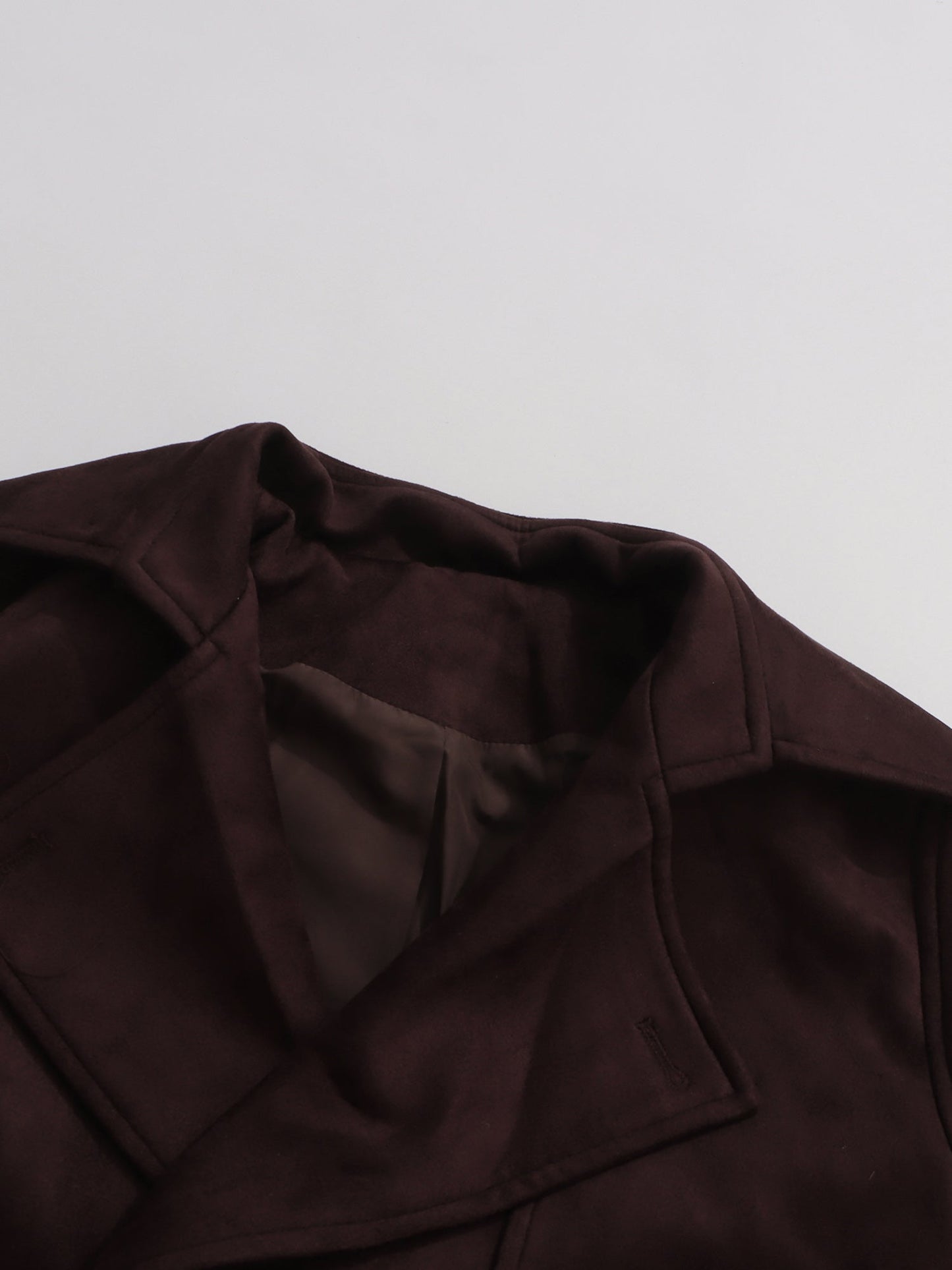 Brown Suede Cropped Trench Jacket with Belt - SISPELL