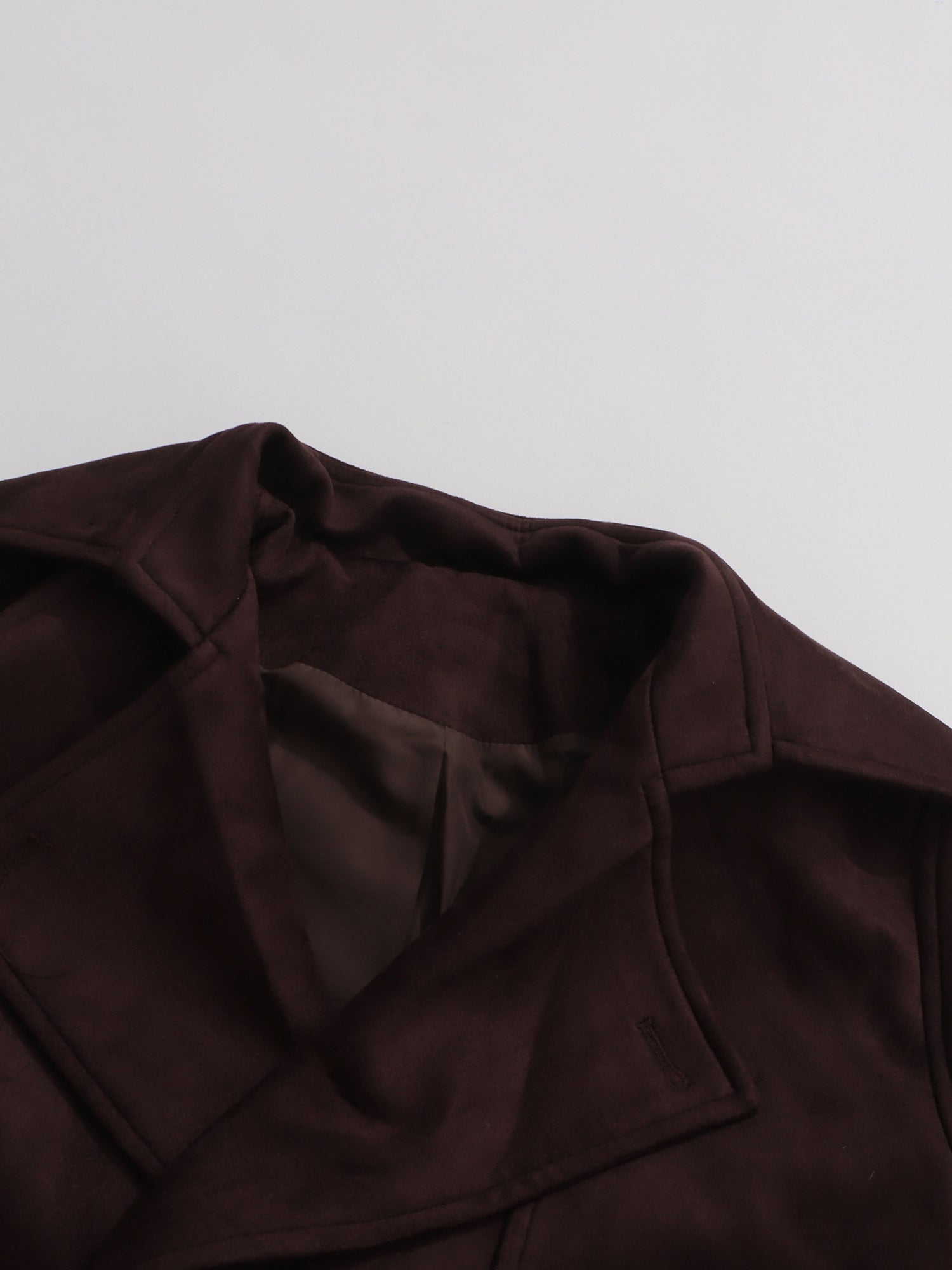 Brown Suede Cropped Trench Jacket with Belt - SISPELL