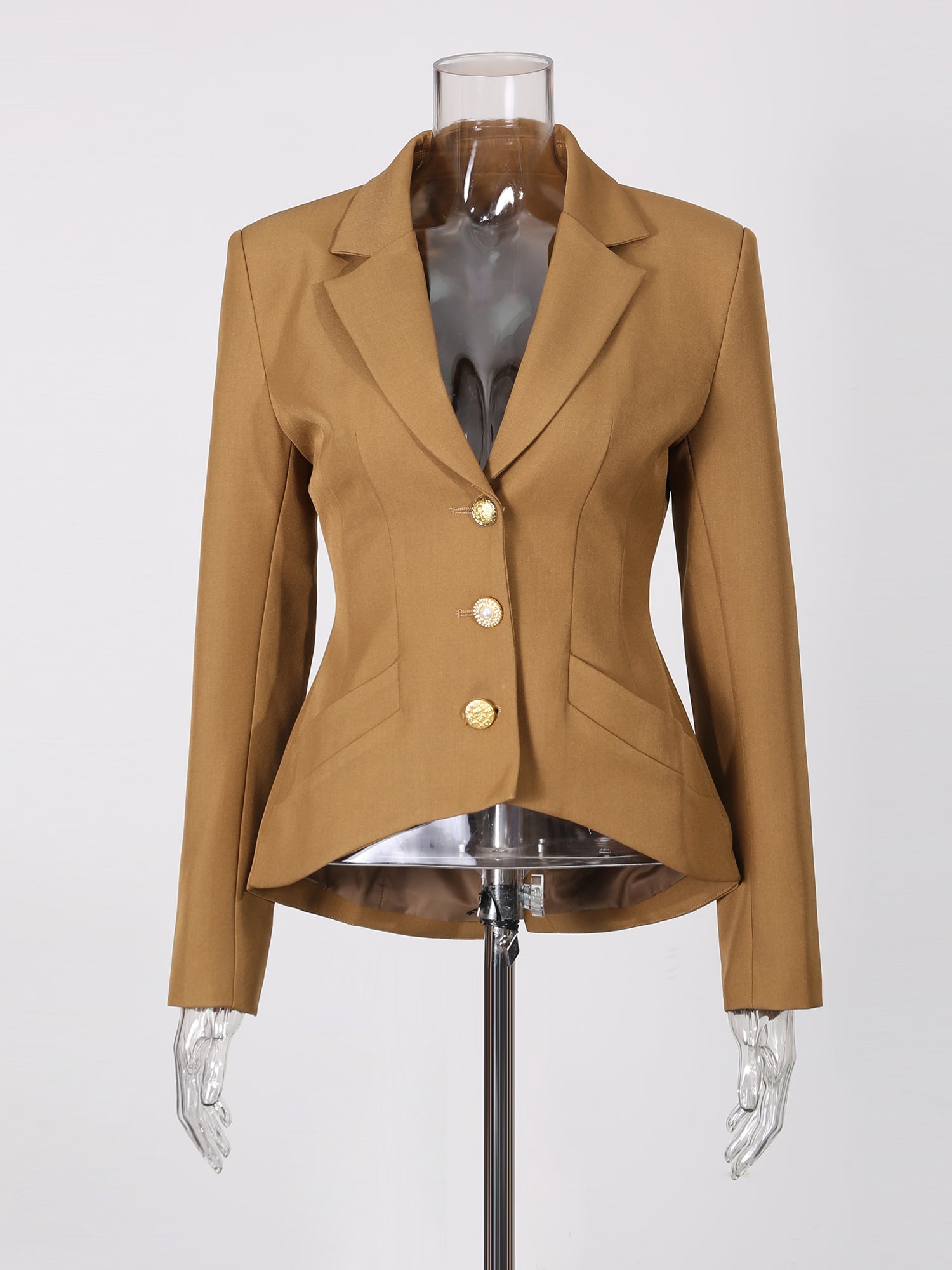 Brownyellow Tailored Blazer with Gold Button Detailing - SISPELL