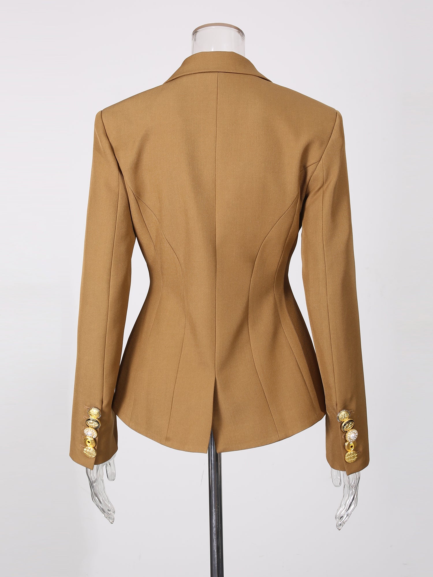 Brownyellow Tailored Blazer with Gold Button Detailing - SISPELL