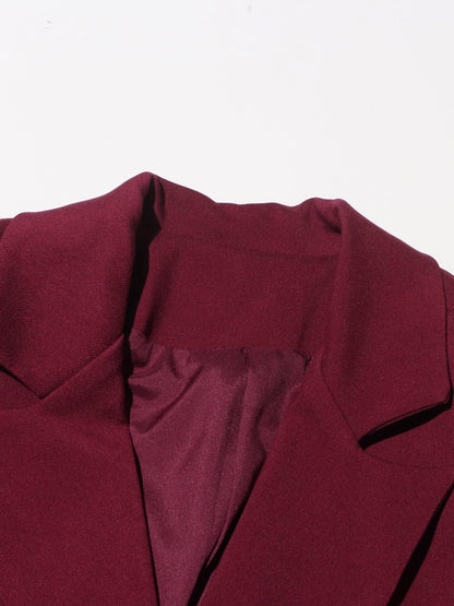 Burgundy Double - Breasted Ruffle Hem Mini Dress - SISPELL