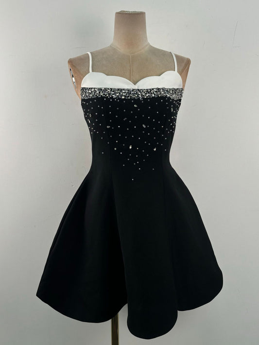 One Line Patchwork Diamonds Short Dress