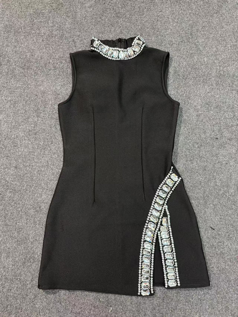 Patchwork Diamonds Sleeveless Short Dress