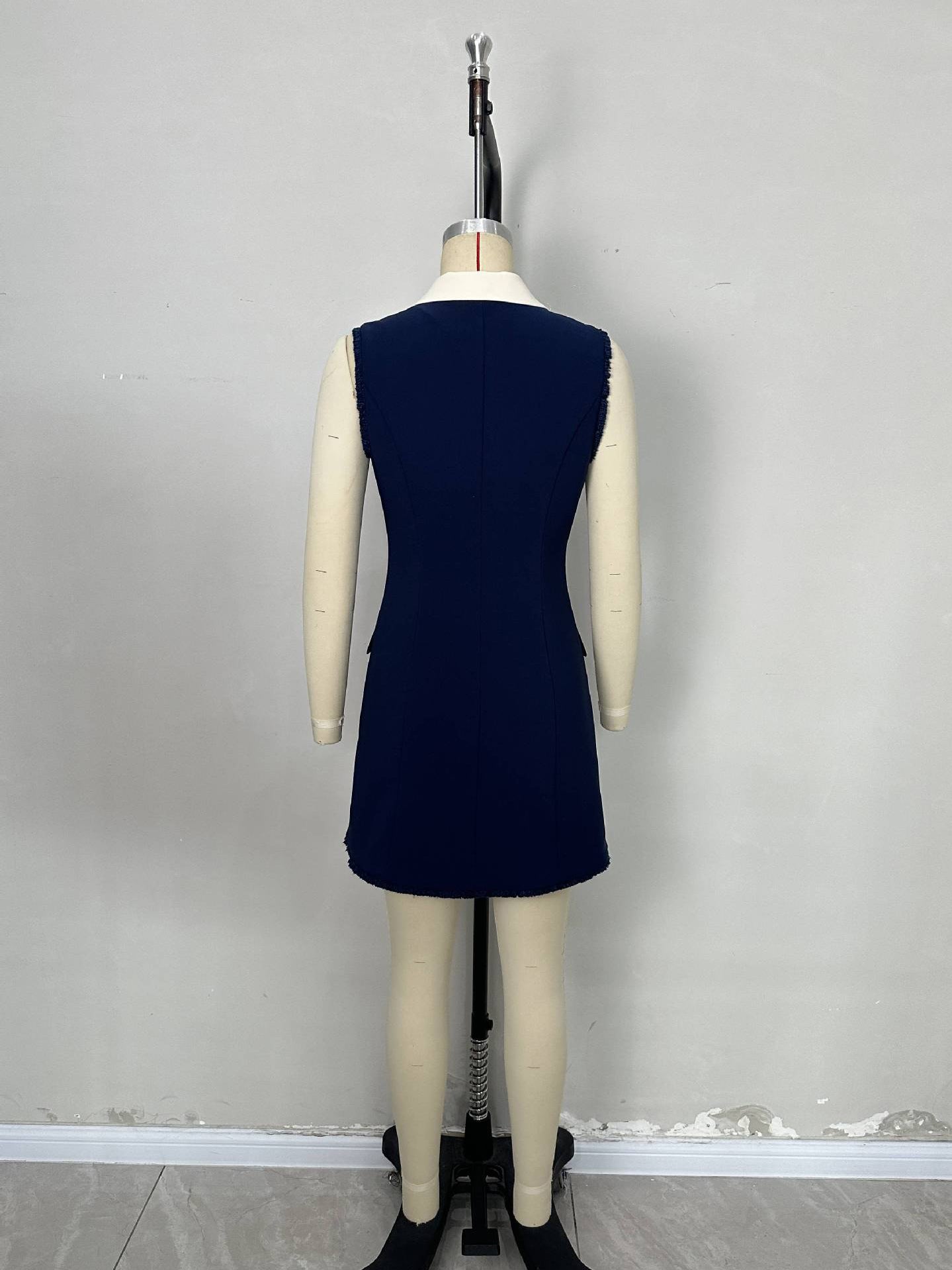 Hit Color Sleeveless Short Dress