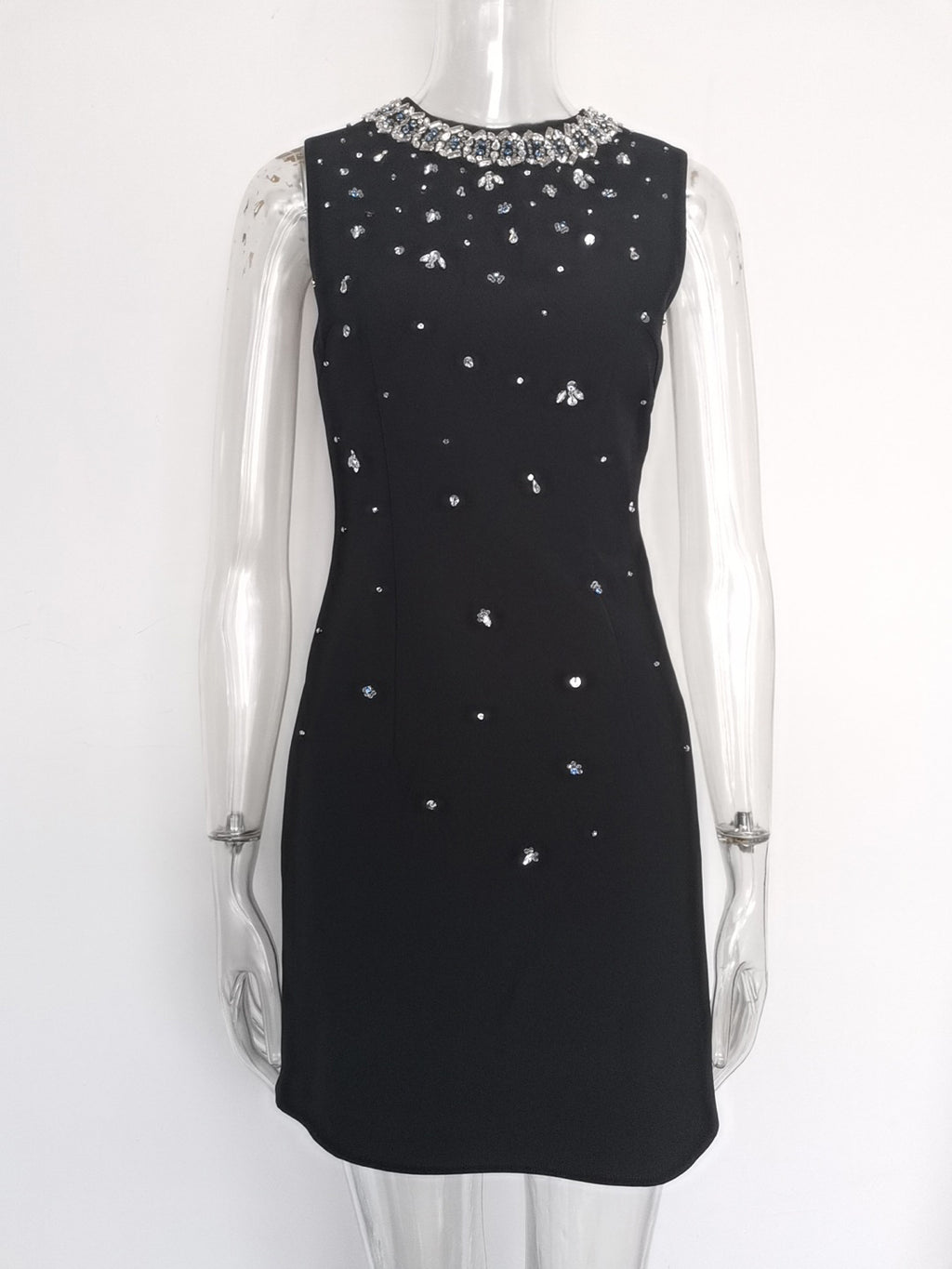 Patchwork Diamonds Sleeveless Short Dress