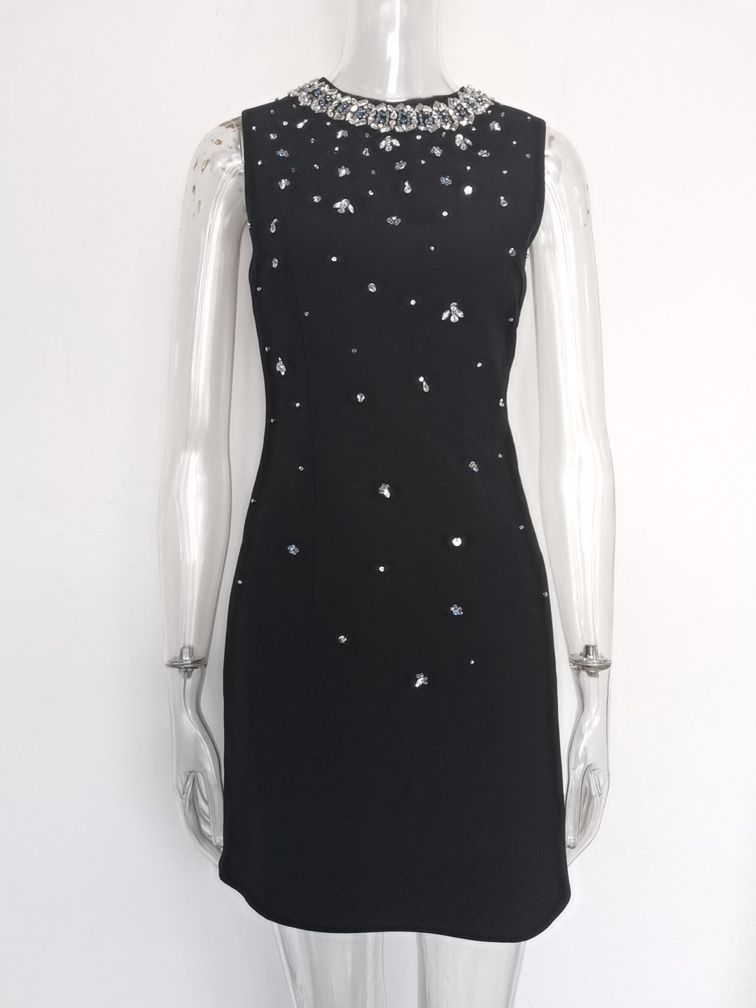 Patchwork Diamonds Sleeveless Short Dress