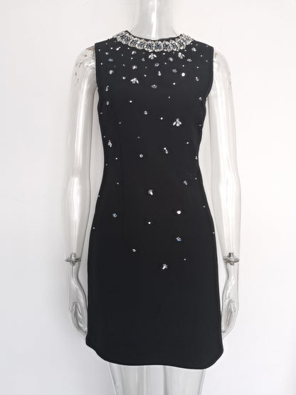 Patchwork Diamonds Sleeveless Short Dress