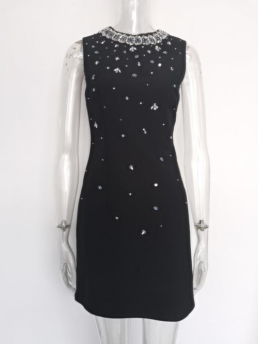 Patchwork Diamonds Sleeveless Short Dress