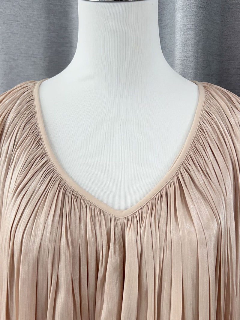 Pleated Solid Elegant Long Dress