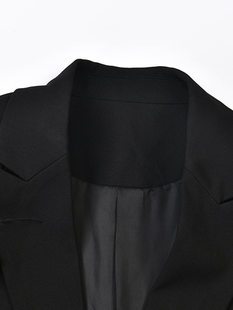 Deep V-neck Solid Patchwork Jacket