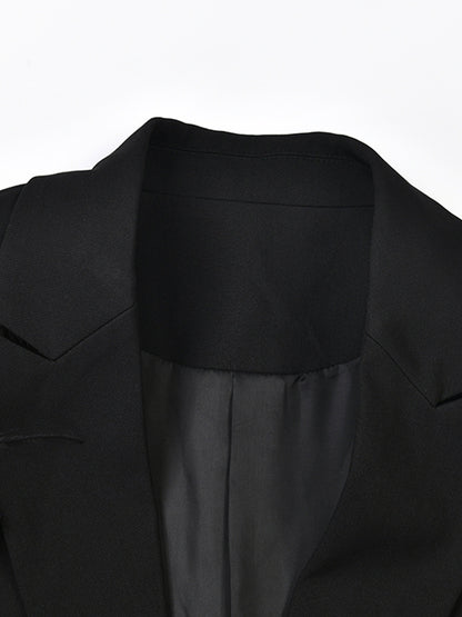 Deep V-neck Solid Patchwork Jacket