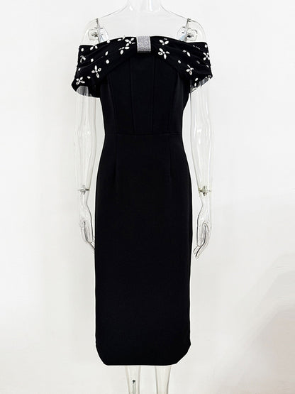 One Line Patchwork Diamonds Midi Dress