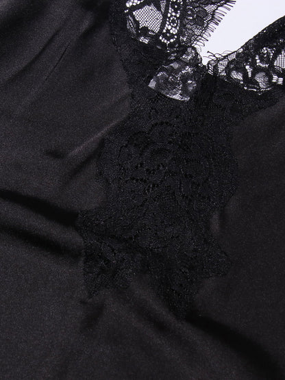 Chic Black and Cream Contrast Lace Maxi Dress - SISPELL