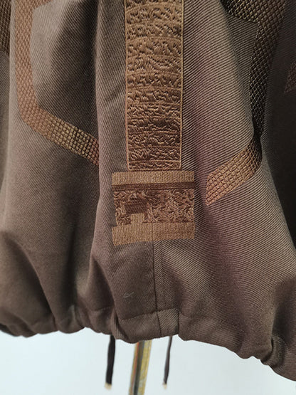 Chic Coffee Zip - Up Jacket with Gold Hardware - SISPELL