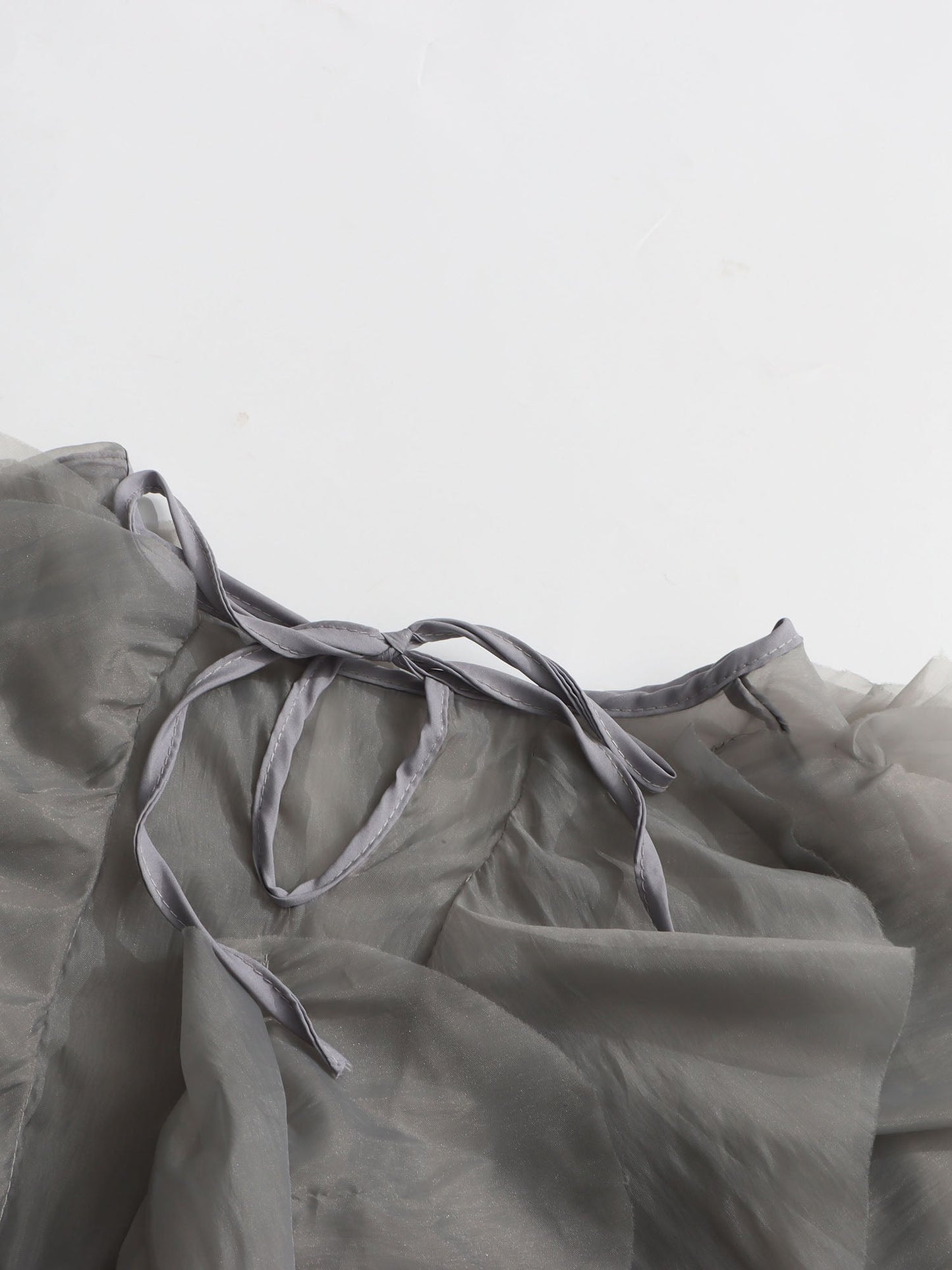 Chic Gray Ruffled Organza Crop Top - SISPELL