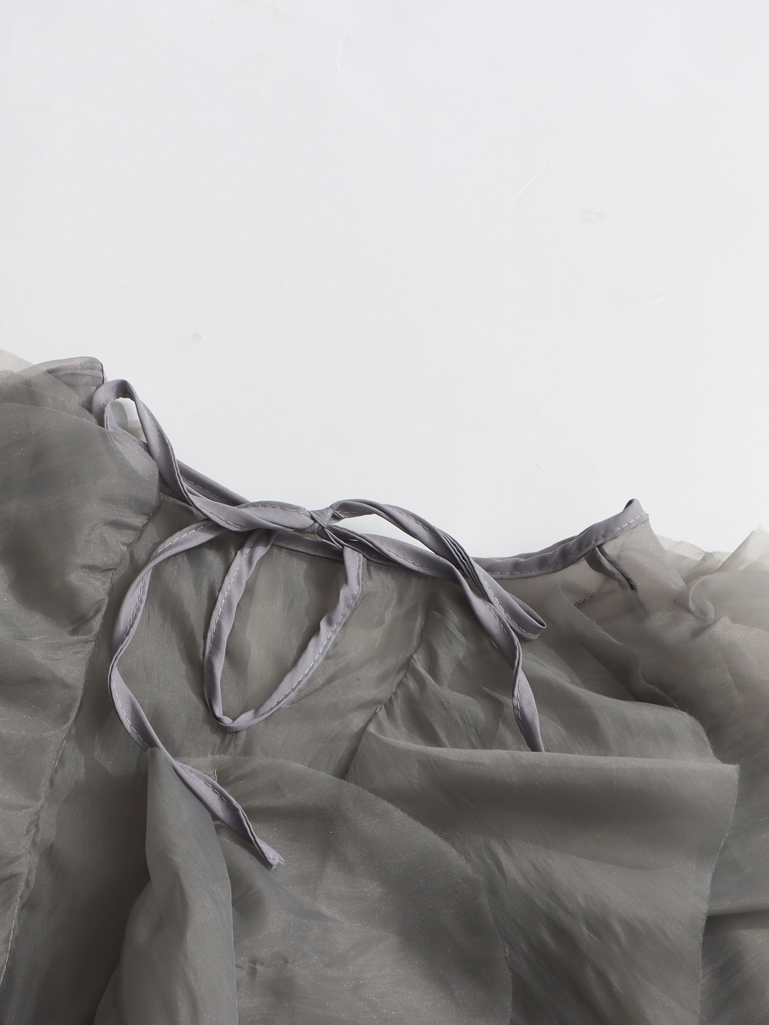 Chic Gray Ruffled Organza Crop Top - SISPELL