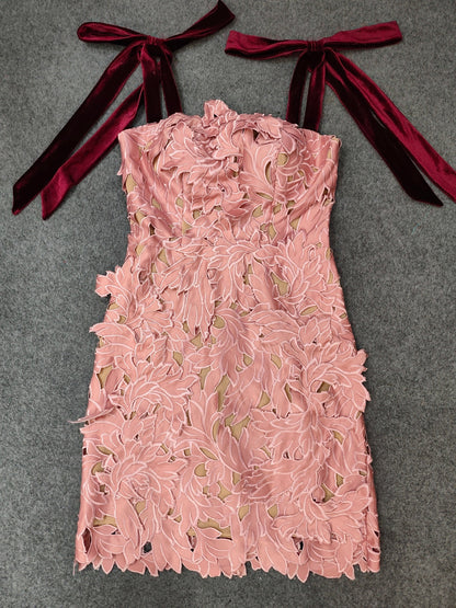 Chic Hollow Out Patchwork Short Dress - SISPELL