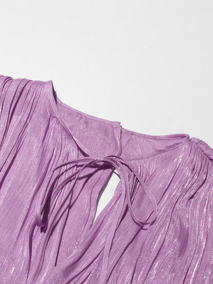 Chic Lavender Tie - Neck Wrap Mini Dress - SISPELL