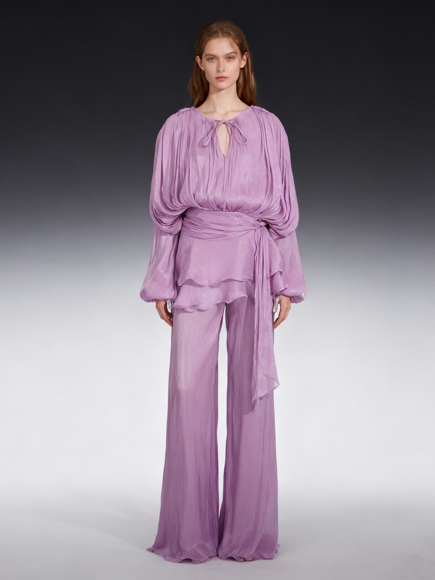 Chic Lavender Tie - Neck Wrap Mini Dress - SISPELL