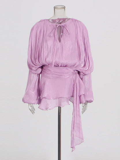 Chic Lavender Tie - Neck Wrap Mini Dress - SISPELL