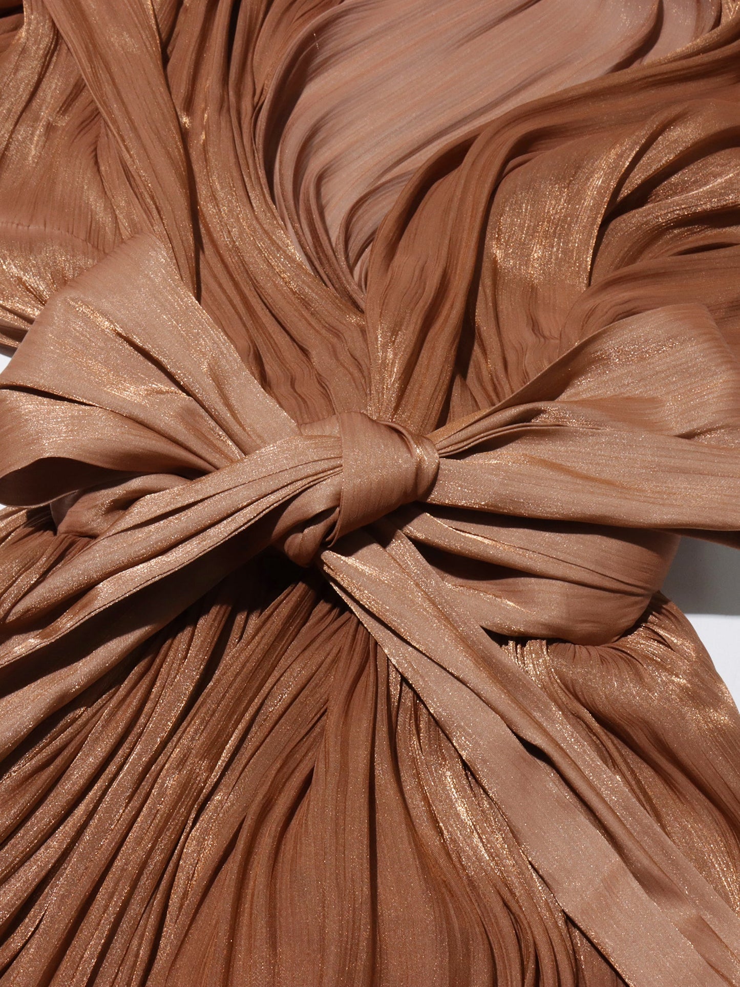 Coffee Tie Neck Puff Sleeve Maxi Dress - SISPELL