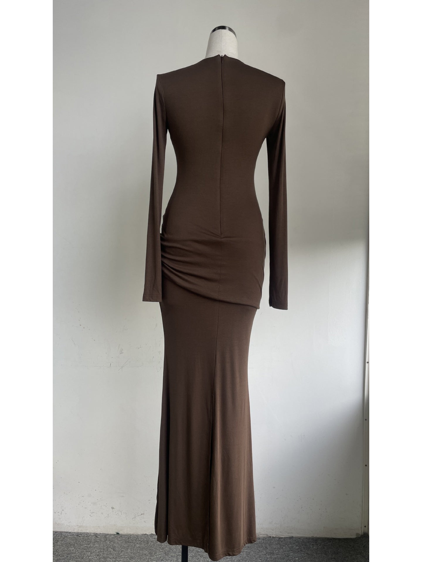 Solid Long Sleeves Long Dress