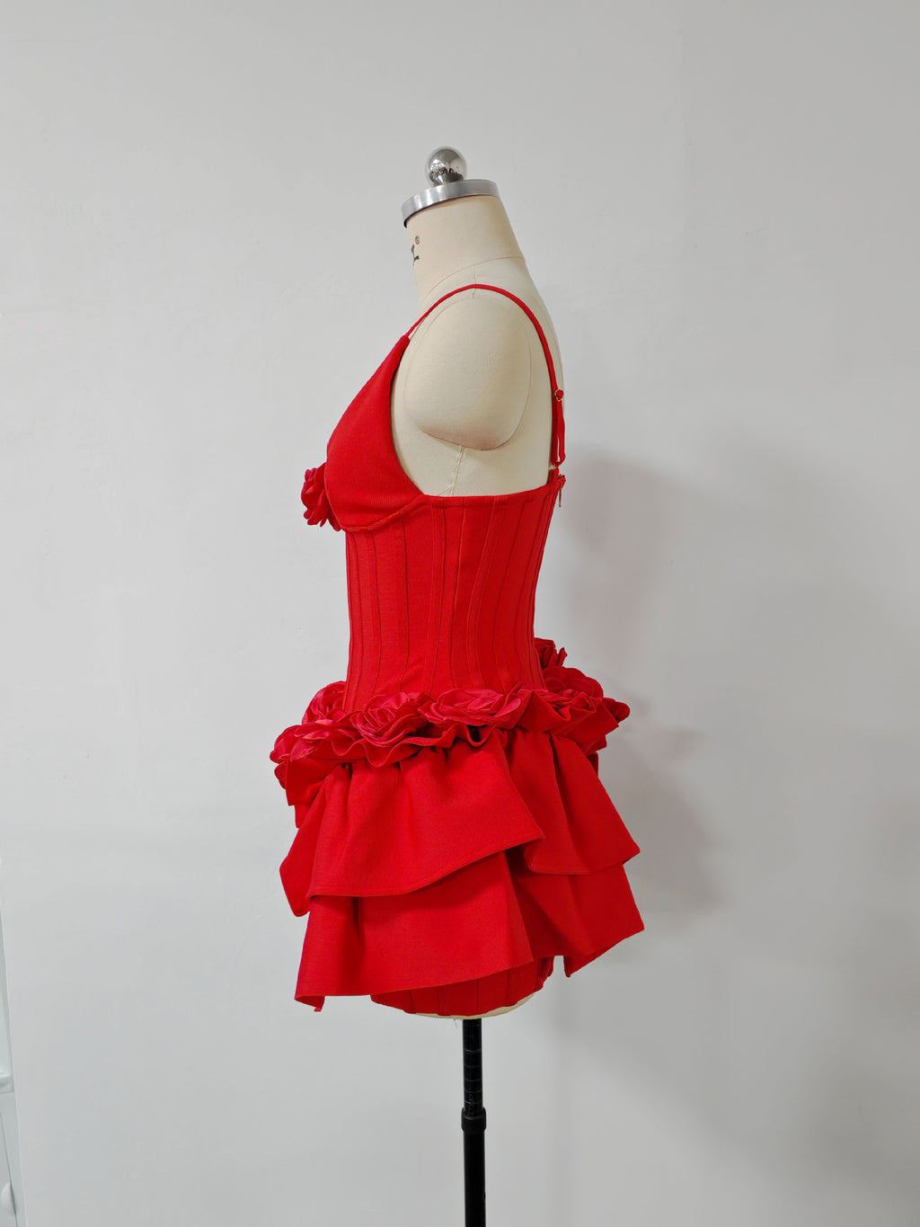 Patchwork Strap Flower Short Dress
