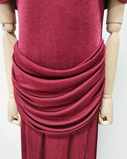 Red Off-Shoulder Ruched Bodycon Maxi Dress