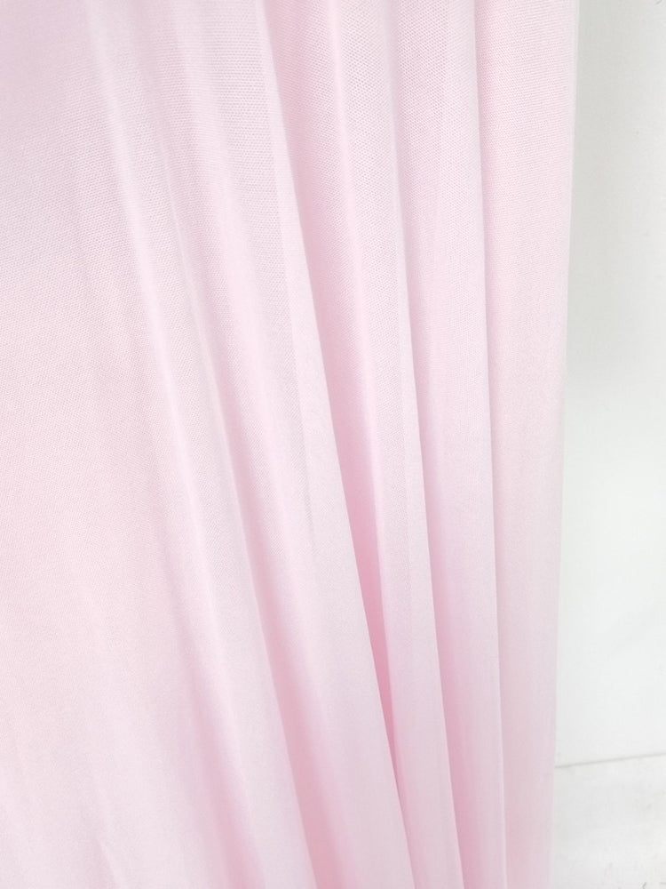Pink Ruched Waist Draped Maxi Dress