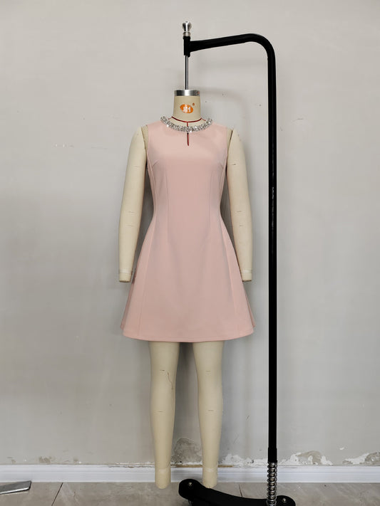 Patchwork Diamonds Sleeveless Short Dress