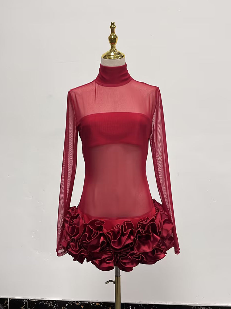 Patchwork Flower Solid Short Dress