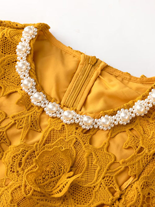 Lace Patchwork Diamonds Short Dress