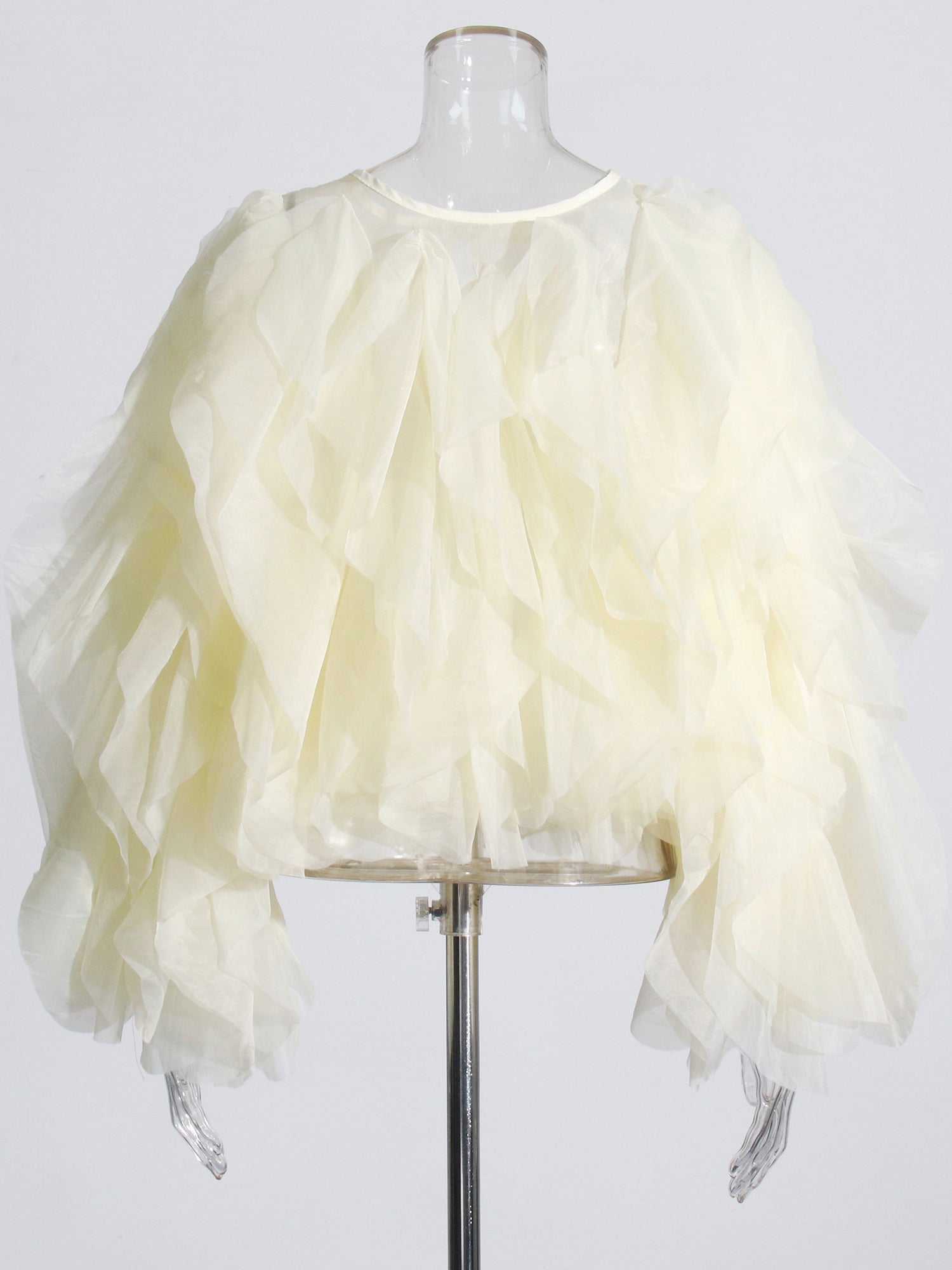 Dreamy Apricot Ruffled Organza Crop Top - SISPELL