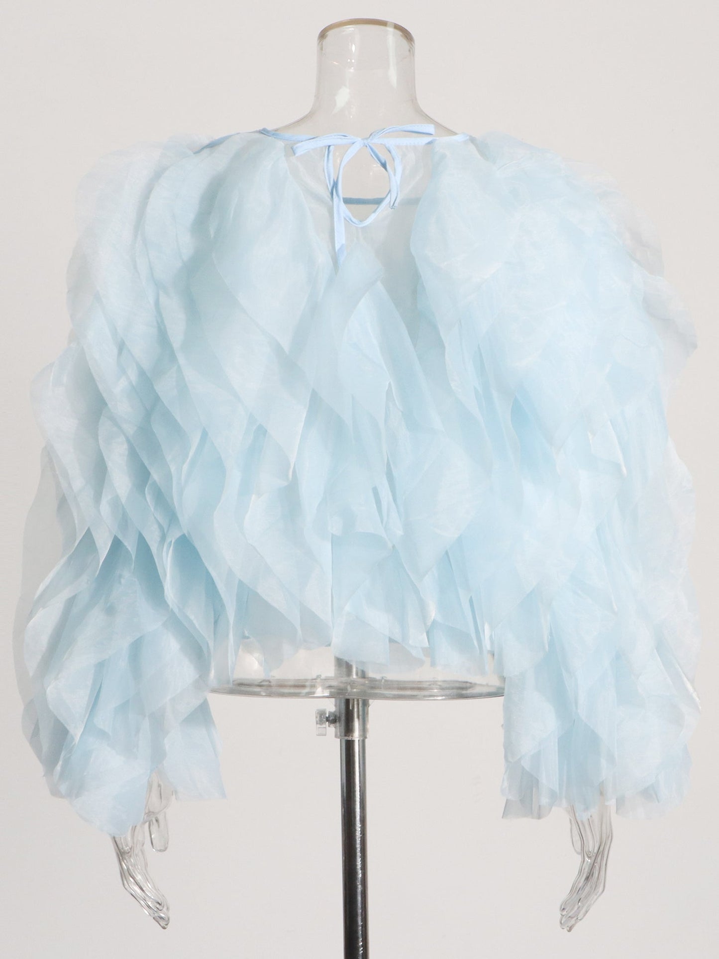 Dreamy Blue Ruffled Organza Crop Top - SISPELL
