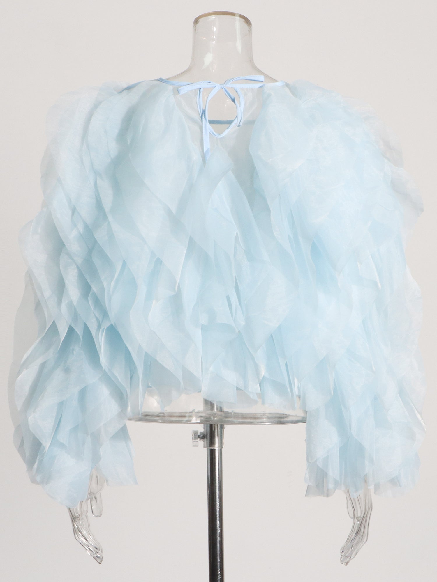 Dreamy Blue Ruffled Organza Crop Top - SISPELL