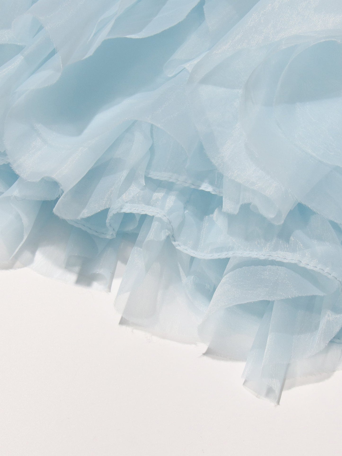 Dreamy Blue Ruffled Organza Crop Top - SISPELL