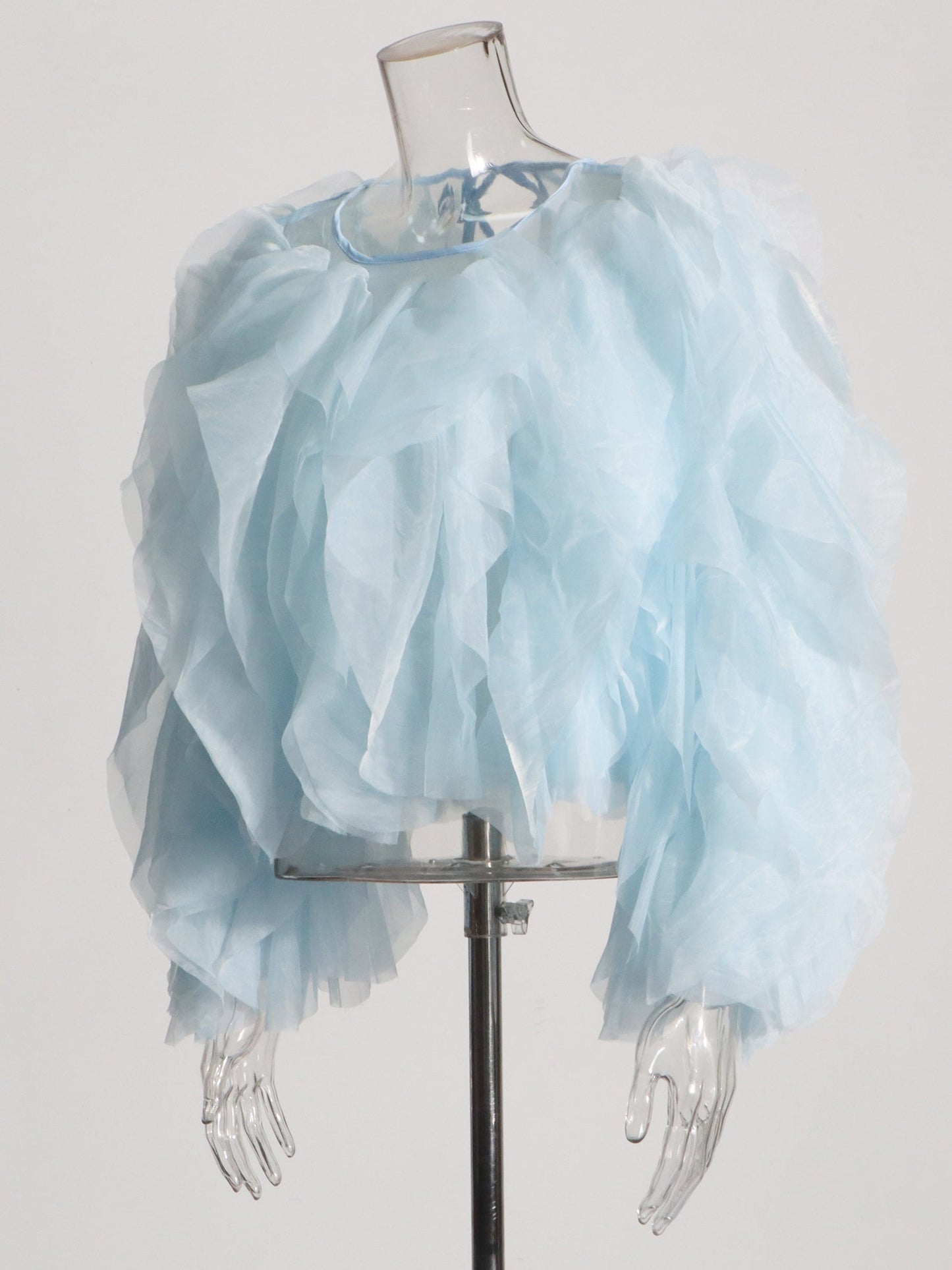 Dreamy Blue Ruffled Organza Crop Top - SISPELL