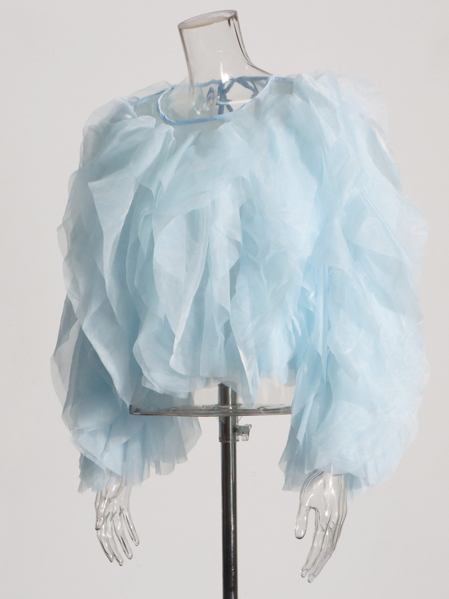 Dreamy Blue Ruffled Organza Crop Top - SISPELL
