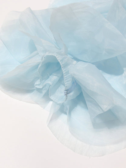 Dreamy Blue Ruffled Organza Crop Top - SISPELL