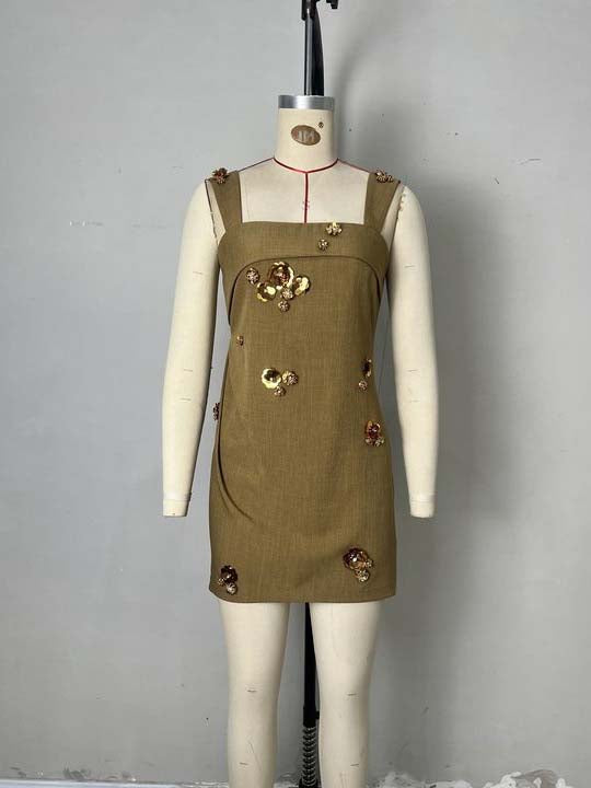 Elegant Solid Patchwork Short Dress