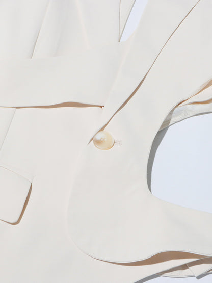 Edgy Apricot Cutout Asymmetric Blazer with Belt Detail - SISPELL