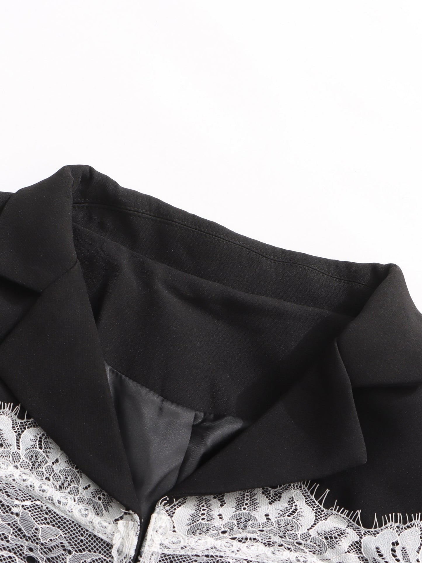 Edgy Black Blazer with White Lace Corset Detail - SISPELL