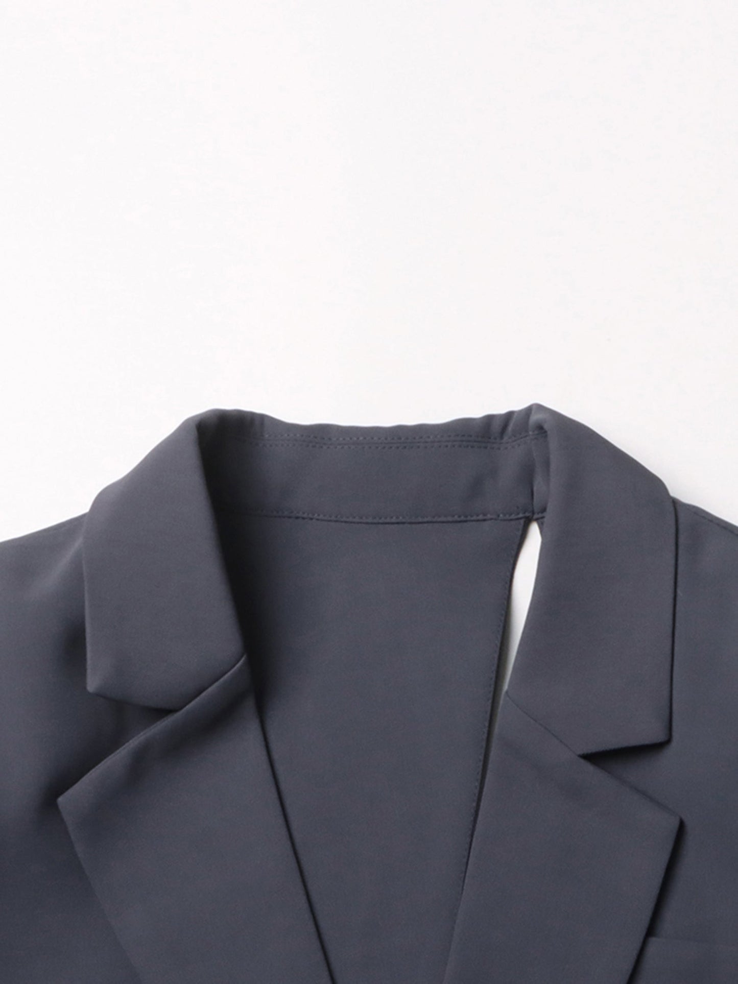 Edgy Gray Cutout Asymmetric Blazer with Belt Detail - SISPELL