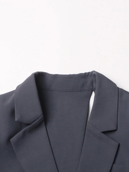 Edgy Gray Cutout Asymmetric Blazer with Belt Detail - SISPELL