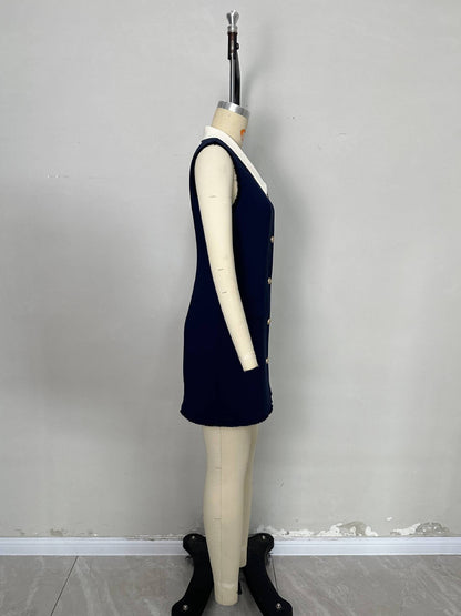 Hit Color Sleeveless Short Dress