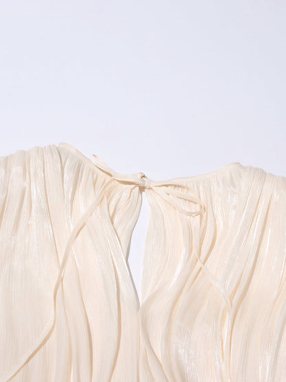 Elegant Apricot Tie - Neck Wrap Mini Dress - SISPELL